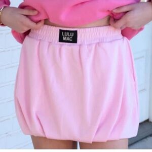 Lulu Mac Pink Bubble Mini Skirt with built in shorts